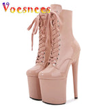 Custom Colors 8 Inch High Heel Platform Pole Dancing Ankle Boots Women Shoes Sexy High 17 20 CM Nightclub Zipper Lace-up