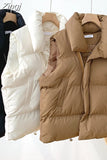 Fashion Casuals Lapel Version Loose Warm Thick Pocket Cotton Vestes Waistcoat Vest for Women Short Jacket Winter 2023