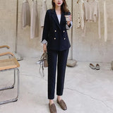 Fashion Women Blazer Pants Two-Piece Set Office Lady Slim Pants Suits Female Fashion Blazer
