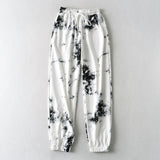 Summer Spring New Fashion Street Loose High Waist Tie Dye Sports Casual Drawstring Pants Cotton Trousers Drawstring