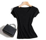 knitted Short Sleeve knitted Sweater Women Spring Summer Slim Basic Solid Casual Base Female knitting shirts 2021