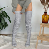 Zingj And Winter Solid Color Hollow Out Mesh Long Tube Over The Knee Pile Pile Socks Women's Knitting
