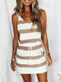 new women's drawstring color sling dress dress