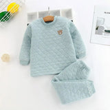 Pajamas Set Boys Girls Cotton-padded Pjs Top and Pants Unisex 3 layers to Keep Thick Warm Clothes Toddler Clothing