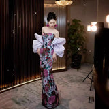 Chinese Fishtail Evening Dress 2025 New Light Luxury Niche Morning Robe Toasting Bridal Purple Banquet Dress Dress