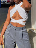 Zingj 2024 New Sexy Cross Hanging Neck Wipe Chest Small Vest Female Tide-Outfit