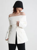 Zingj Collar Off-The-Shoulder Small Suit 2024 Spring And Autumn New Fashion Design Sense Long Sleeve Texture Coat
