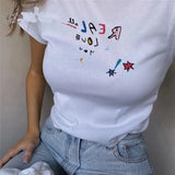Street Harajuku Y2K Fashion White Short Short Top Punk Short Sleeve Slim Women's T-shirt Cute True Love Print