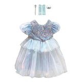 Pretty Girls Dress Birthday Party Cartoon Princess Dress Lace Kids Ball Gown Elegant Dress Cute Casual Dress Size