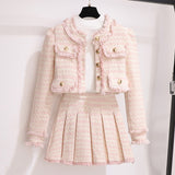 Zingj Fragrant Wind Suit Skirt Female Autumn Winter 2024 New Hot Style Temperament Small Feeling Small Dress Two Sets-Outfit