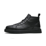 Zingj Size Martin Boots Men's Shoes Winter Plus Down High Top Boots Men's Fashion Shoes Midtop British Wind Leather Boots