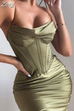 Quality Satin Bodycon Dress Women Party Dress 2023 New Year Dress Green Bodycon Dress Celebrity Evening Club Dress