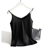 Strap Top Women Halter V Neck Basic White Cami Sleeveless Satin Silk Tank Tops Women'S Summer 2021 Camisole Plus