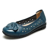 Summer Genuine Leather Shoes Women Butterfly-knot Loafers Women Flats Ballet Autumn Casual Flat Shoes Woman