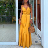 Spot Women's Summer Fashion Women's Temperament In The Long Sling Dress Dress