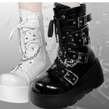 Rider Original Martin Boots Spice Girls Thick Bottom Round Head Cool Short Boots Buckle Buckle Tie Martin