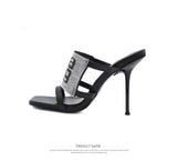 Sandals Women 2022 Luxury Brand Letter Fashion Summer Sexy Crystal Rhinestone High Heels Stiletto Wedding Shoes Woman