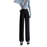 Zingj Pants Female Autumn 2024 New High Waist Pendant Straight Pear Shaped Pants Narrow Version Of The Floor Wide Leg Pants-Outfit