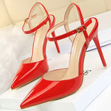 Shoes Fashion Sandals Women 2021 Patent Leather High Heels Women Sandals Summer Heeled Sandals Pointed Toe Women