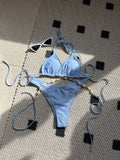 2024 Plain Color New Sexy Shell Chain Swimsuit Bikini