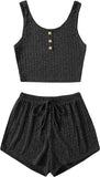 And Summer Women's Hot Style Slim Vest Shorts Set Casual Home Clothes Two