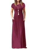 Elegant Long Summer Dress Women Short Sleeve Maxi Dress Ladies Party Casual Dresses Female Robe Femme Green Red