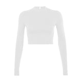 Solid Basic Long Sleeve Womens Tshirt Casual Black White Fashion Crop Top T Shirt Ladies Fashion Korean Tee