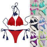 Swimsuit Girl Bikini Split Sexy Triangle Double-Sided Bump Beach Bikini Swimsuit
