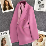 Zingj Metal Button Suit Jacket Female Fall 2024 New British Style Design Sense Double Breasted Korean