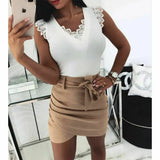 Back V Sexy Lace-Up Women Summer Tank Tops Lace Vest Fashion Camisole Sleeveless Casual