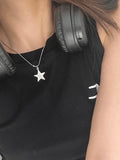 Silver Vintage Punk Star Necklace- Outfit