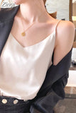 Silk Women Tops Camis Woman Satin Tank Top Fashion Lady V-Neck Camis Women Sleeveless White Tops Sexy Halter Top