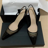 Ziran's New Fine Back Empty Single-Shoe Women 2025 Summer Buckle With Net Tips Sexy High