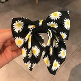 Dot Floral Print Hair Clips Girls Daisy Bow Hairpin Pastoral Retro Style Barrettes Big Bowknot Hairpin Hair