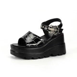 Summer New Gothic Sandals Punk Hottie 9Cm Spider Web Embroidery Spider Buckle Women's
