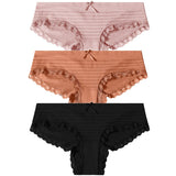 3PCS/Set Lace Cotton Panties Women Sexy Bow Briefs Soft Lingerie Female Briefs Panty Women's Underpants