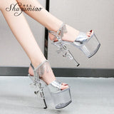 Stripper Shoes Pole Dance High Heels Sexy Women Shoes Transparent Sandals Women Wedding Dress 2020 Pistol Heel Female