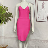 Autumn New Beading Tassel Bandages Dress Sexy Spaghetti Strap Bodycon Club Party Evening Bodycon