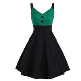 Waist Patchwork Women Summer Sexy Dress Midi Swing Dresses Sling 2020 Vintage Spaghetti Strap 60s Vestidos For
