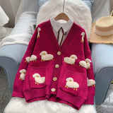 women loose outer wear 2021 new Korean style lazy knit cardigan jacket autumn winter v neck long