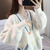 Zingj Knit Cardigan Spring Dress 2024 New Women's Wear Loose Wear Autumn And Winter Hot Style Add Thick Sweater Coat-Outfit