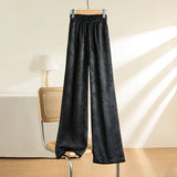 Luxury National Style Buckle Black Wide Leg Trousers Thin Straight Tube Thin European Style Trousers In Spring And