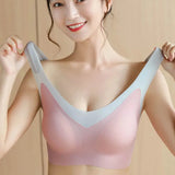 Bra For Women Seamless Latex Bra Push Up Bralette With Gathers Pad Brassiere Bra Wireless Female Intimate Comfortable