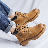 Zingj Men's Boots 2023 New Yellow Boobritish Vintage Outdoor Plush Martens
