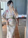 Summer New Women Fashion Elegant Puff-Sleeve Midi Dresses Female Party Holiday