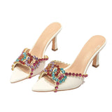 East Hot High Heel Cold Slippers Color Diamond Fashion Slippers Women High Heel Pointed