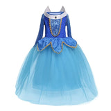 Girls Party Princess Dress Baby Girls Summer Elegant Long Sleeve Blue Dresses Birthday Party Fantasy Ball