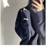 Dark Academia Solid Color V-Neck Pullover SweaterOutfit