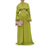 Fashion Suit Women's New Spring 2025 Casual Round Tie Folded High-End Long-Sleeved Design Two