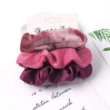 Silk Scrunchies Print Leopard Scrunchie Set Elastic Hair Bands Solid Color Fashion Headwear Women Hair Accessories